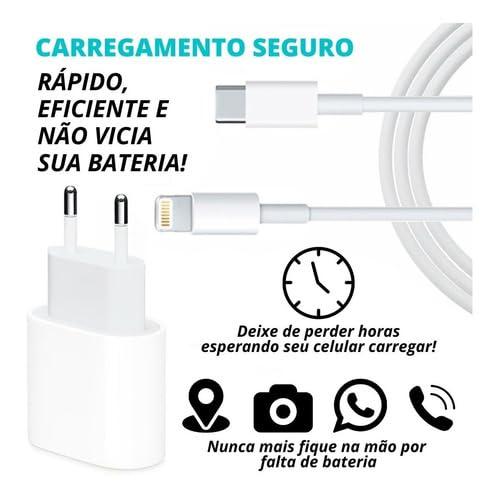         Cabo Usb-C-Lightning + Fonte Carregador 25W Turbo Compatível iPhone X Xr SE 11 12 13 14 Premium LAGUS IMP.       