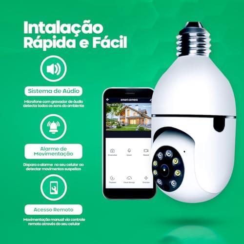         Camera Ip Inteligente 1080P Wifi Lampada Panoramica Giratória 360° Yoosee Espiã e Segurança | Alpha Ecom       