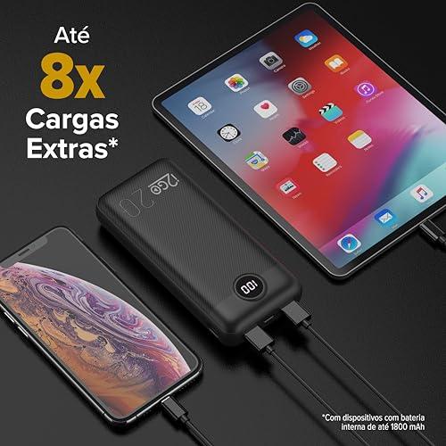         Carregador Portátil (Power Bank) Ultra Rápido 20000mAh Power Delivery 20W 2 Saídas USB + 1 Saída/Entrada USB-C Preto I2GO - I2GO PRO       