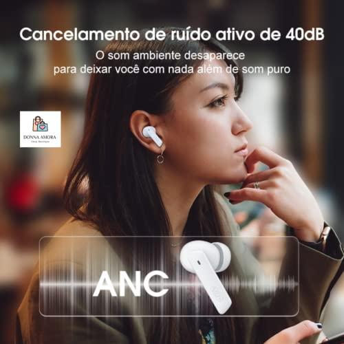         Fone de Ouvido Bluetooth QCY HT05 Melobuds ANC, Fone Cancelamento de Ruido Ativo, 40db ANC Headphone com 6 Microfone, Fone sem fio 30 Tempo de Jogo (Branco)       