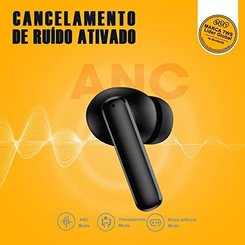         Qcy T13 ANC Fone De Ouvido Sem Fio, Fone Bluetooth 5.3 Com Cancelamento De Ruído Ativo, 30Horas de Reprodução, Preto       