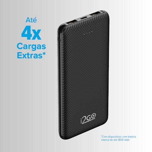         Carregador Portátil (Power Bank) I2GO 10000mAh 2 Saídas USB + 1 Saída/Entrada USB-C Preto - I2GO Plus       