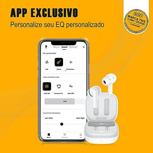         Fone Bluetooth QCY T13 ANC, Fone de Ouvido Sem Fio Bluetooth 5.3 com Cancelamento de Ruído Ativo, 30h Brincadeira, BRANCO       