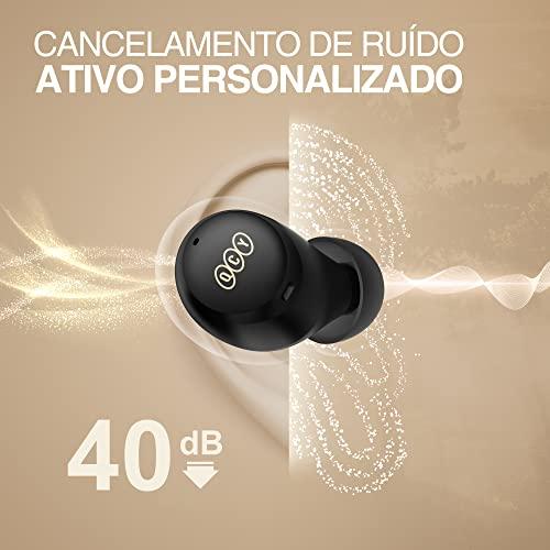         QCY HT07 ArcBuds ANC Fone De Ouvido Bluetooth, Fone Sem Fio Com 40dB Cancelamento De Ruído Ativo, 6 Microfones, 32 Horas De Reprodução - Preto       