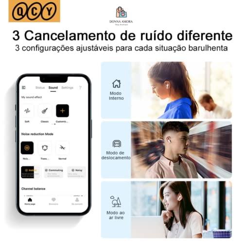         Fone de Ouvido Bluetooth QCY HT05 Melobuds ANC, Fone Cancelamento de Ruido Ativo, 40db ANC Headphone com 6 Microfone, Fone sem fio 30 Tempo de Jogo (Branco)       