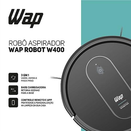         WAP Robô Aspirador de Pó com Controle Remoto e MOP Varre Passa Pano Agenda Limpeza e Autorrecarga ROBOT W400 Bivolt       