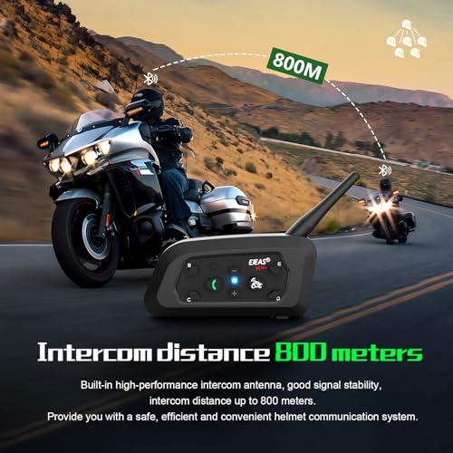         Fone de ouvido intercomunicador EJEAS V6 Pro com Bluetooth, bidirecional, 1.200 m, sistema de comunicação para esqui, quadriciclos, motocross, para capacetes completos e articulados (2 unidades)       