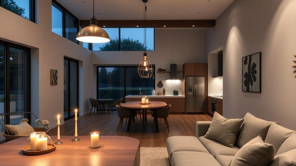 Iluminação para ambientes integrados acolhedores